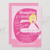 プリンセス6th誕生日招待状ブロンドガール 招待状 (正面/裏面)
