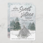プリンセス・ウォーターカラー冬のワンダーランド スウィート16 招待状 (正面/裏面)