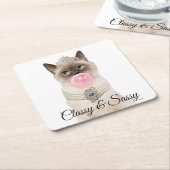 プリンセス·キャッ吹ト·バブル·ガム スクエアペーパーコースター (アングル)