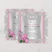 プリンセス・キンセアニェラ 15歳の誕生日 ピンクのバラ 招待状 (正面/裏面)