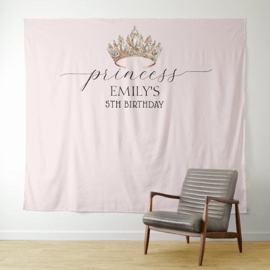 プリンセス クラウン ガール 誕生日パーティー タペストリー (インサイチュ(横))