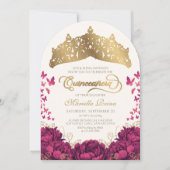 プリンセス クラウン バーガンディ バタフライ キンセアニエラ 招待状 (正面)