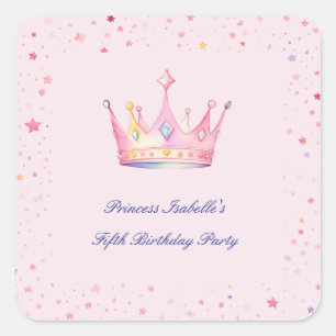 プリンセス クラウン パステル ピンク 女の子 誕生日 スクエアシール