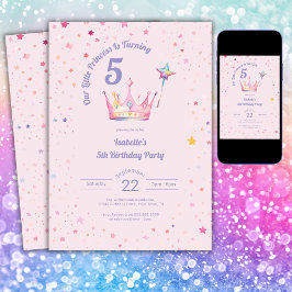 プリンセス クラウン パステル ピンク 女の子 誕生日 招待状