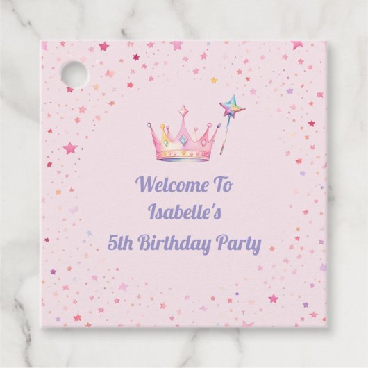 プリンセス クラウン ピンク 女の子 5歳の誕生日 フェイバータグ (正面)