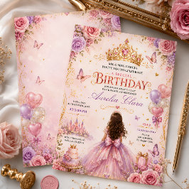 プリンセス クラウン フラワー 誕生日 招待状