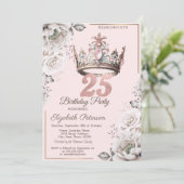 プリンセス クラウン フラワー 25歳の誕生日パーティー 招待状 (スタンド正面)