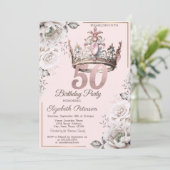 プリンセス クラウン フラワー 50歳の誕生日パーティー 招待状 (スタンド正面)