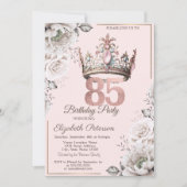 プリンセス クラウン フラワー 85歳の誕生日パーティー 招待状 (正面)