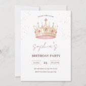 プリンセス クラウン 誕生日パーティー 招待状 (正面)