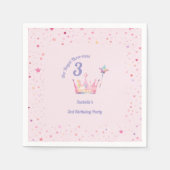 プリンセス クラウン 3歳の誕生日 ロイヤル サリネス スタンダードカクテルナプキン (正面)