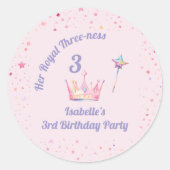 プリンセス クラウン 3歳の誕生日 ロイヤル スリーネス ラウンドシール (正面)