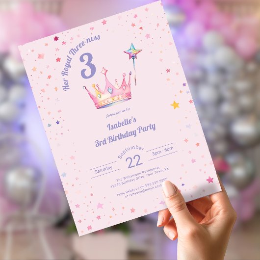 プリンセス クラウン 3歳の誕生日 彼女のロイヤル・スリーネス 招待状