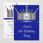 プリンセス クラウン 6歳の誕生日パーティー招待状 6歳 招待状 (正面/裏面)