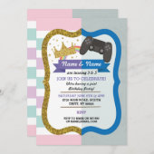 プリンセス&ゲーミングジョーボーイガール誕生日招待状 招待状 (正面/裏面)