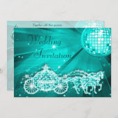 プリンセス コーチ、馬 & ディスコ ボール ウェディング 招待状 (正面/裏面)