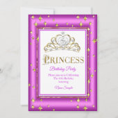 プリンセス ゴールド パープル ピンク 誕生日パーティー 招待状 (正面)