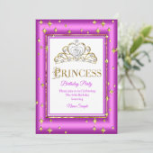 プリンセス ゴールド パープル ピンク 誕生日パーティー 招待状 (スタンド正面)