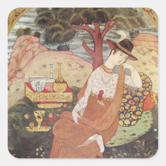 プリンセス、サファヴィッド王朝の庭に座っている スクエアシール (正面)