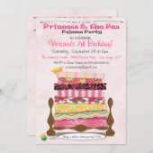 プリンセス&ザピーパジャマバースデーパーティー 招待状 (正面/裏面)