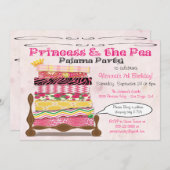 プリンセス&ザピーパジャマバースデーパーティー 招待状 (正面/裏面)