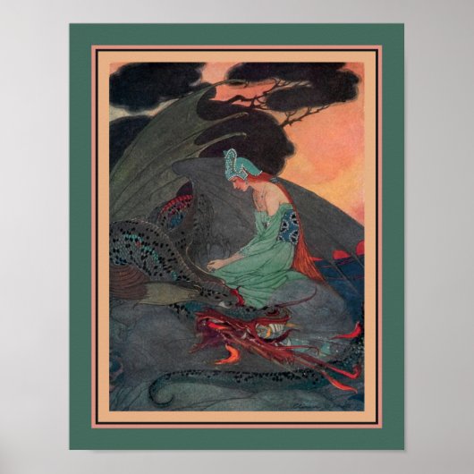 "プリンセス&ザ・ドラゴン" ca. 1920 by Elenore Abbott ポスター (正面)