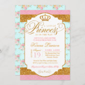 プリンセス シャビー シック フラワー ベビー シャワー 招待状 (正面/裏面)