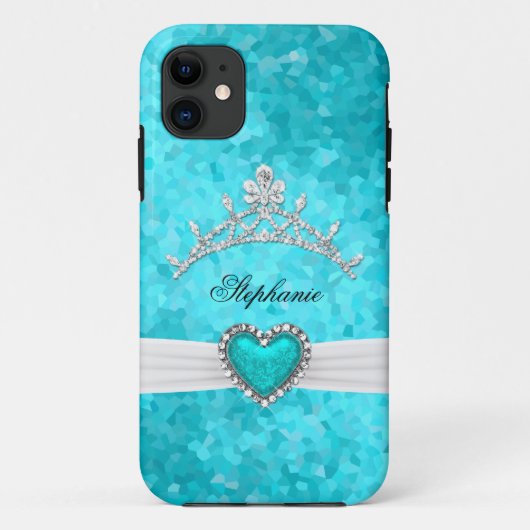 プリンセス シルバー ティアラ ティール ビジュー付き iPhone 5 カバー (裏面)