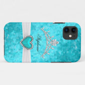 プリンセス シルバー ティアラ ティール ビジュー付き iPhone 5 カバー (裏面(横))
