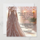 プリンセス スウィート16 バースデーパーティー ブラッシュピンク 招待状 (裏面)