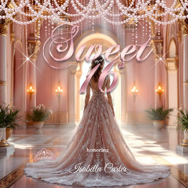 プリンセス スウィート16 バースデーパーティー ブラッシュピンク 招待状