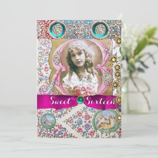 プリンセス スウィート16 バースデー パーティー , フラワージェムストーン 招待状 (スタンド正面)