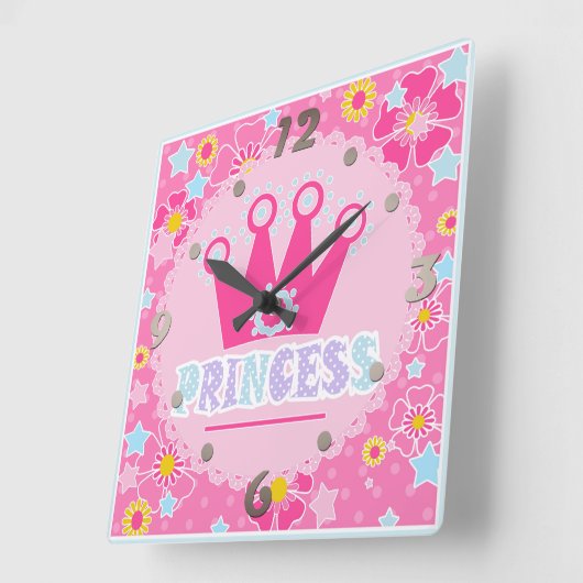 プリンセス。 スクエア壁時計 (傾斜)