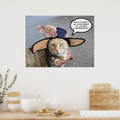 プリンセス タトゥス / エレガントな猫 ビッグディーバハットとローズ ポスター (キッチン)