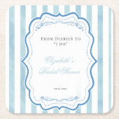 プリンセス・ダイアリーズ ブルー ブライダルシャワー 招待状 スクエアペーパーコースター (正面)