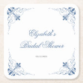 プリンセス・ダイアリーズ ブルー ヴィンテージ ブライズシャワー スクエアペーパーコースター (正面)