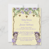 プリンセス ツイン ヴィンテージ ローズ & ハーツ ベビー シャワー 招待状 (裏面)