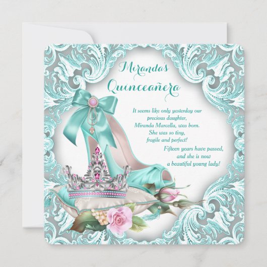 プリンセス ティアラ ハイ ヒール シューズ キンセアニエラ 招待状 (正面)