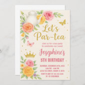プリンセス ティーパーティー 誕生日 招待状 (正面/裏面)