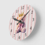 プリンセス テディベア ラウンド壁時計 (傾斜)