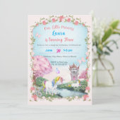 プリンセス テーマの招待状。子供の誕生日パーティー 招待状 (スタンド正面)