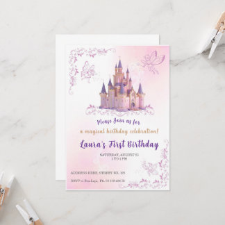 プリンセス テーマの招待状。子供の誕生日パーティー。 招待状