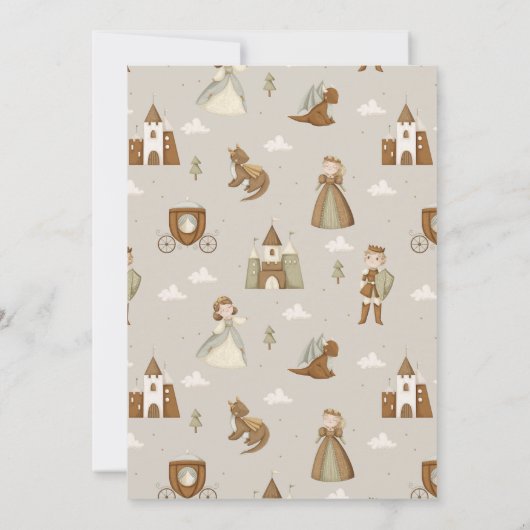 プリンセス&ドラゴンボホフェアヤータリーガール誕生日 招待状 (裏面)