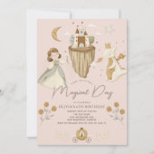 プリンセス&ドラゴンボホフェアヤータリーピンク誕生日 招待状 (正面)