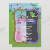 プリンセス & ドラゴン 合同 男の子 女の子 誕生日 招待状 (正面/裏面)