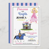 プリンセス&ナイトシェアードガール誕生日招待状 招待状 (正面/裏面)