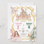 プリンセス&ナイトボーイガールジョイント誕生日 招待状 (正面)