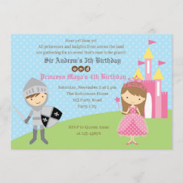 プリンセス&ナイト誕生日招待状（ツインズ） 招待状