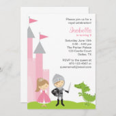 プリンセス&ナイト誕生日招待状 招待状 (正面/裏面)