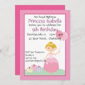 プリンセス バルーン 誕生日 招待状 (正面/裏面)